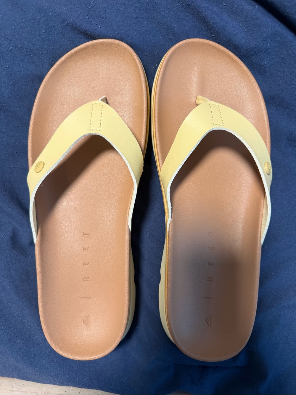 Reef Women's Yellow and Brown Leather Thong Sandals